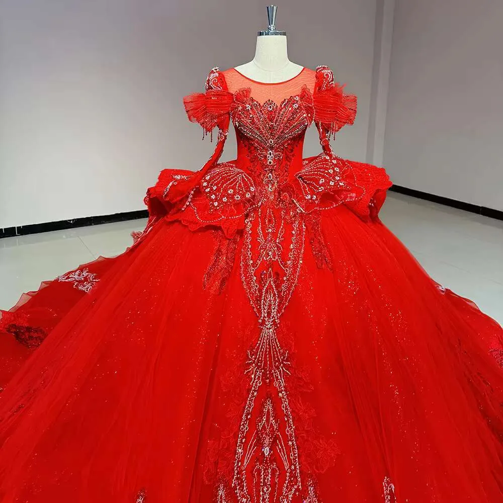 Elegant Red Long Sleeve Party Dress Fitted Womens... From Babynice888,  $691.96