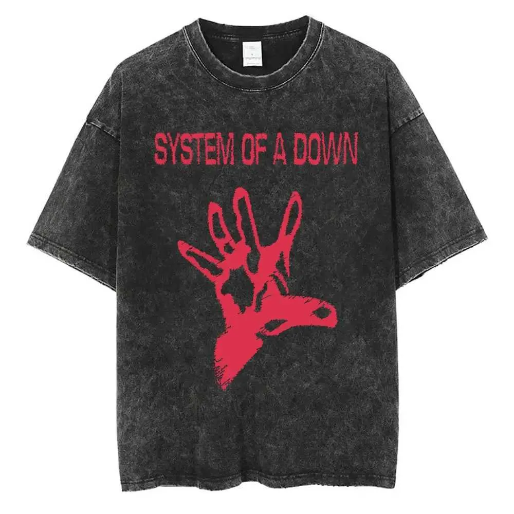 Wholesale Band T Shirts Washed Vintage System Of A Down Graphic