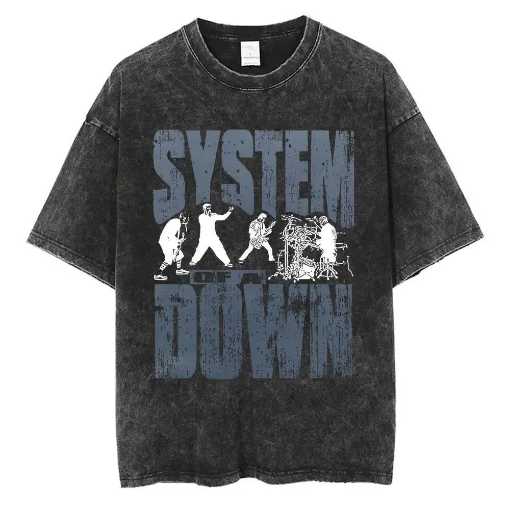 90S SYSTEM OF A DOWN Tシャツ Wholesale Band T Shirts Washed Vintage System Of A Down Graphic