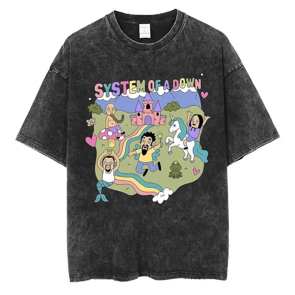 Wholesale Band T Shirts Washed Vintage System Of A Down Graphic