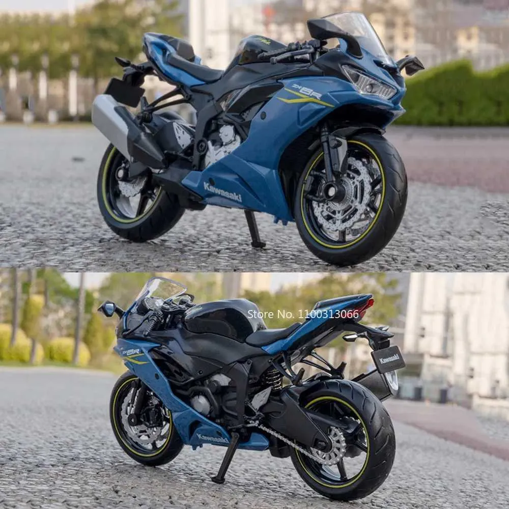 Kasaki NIJIA ZX 6R Motorcycle Alloy Model Toy Rubber Tires, Shock