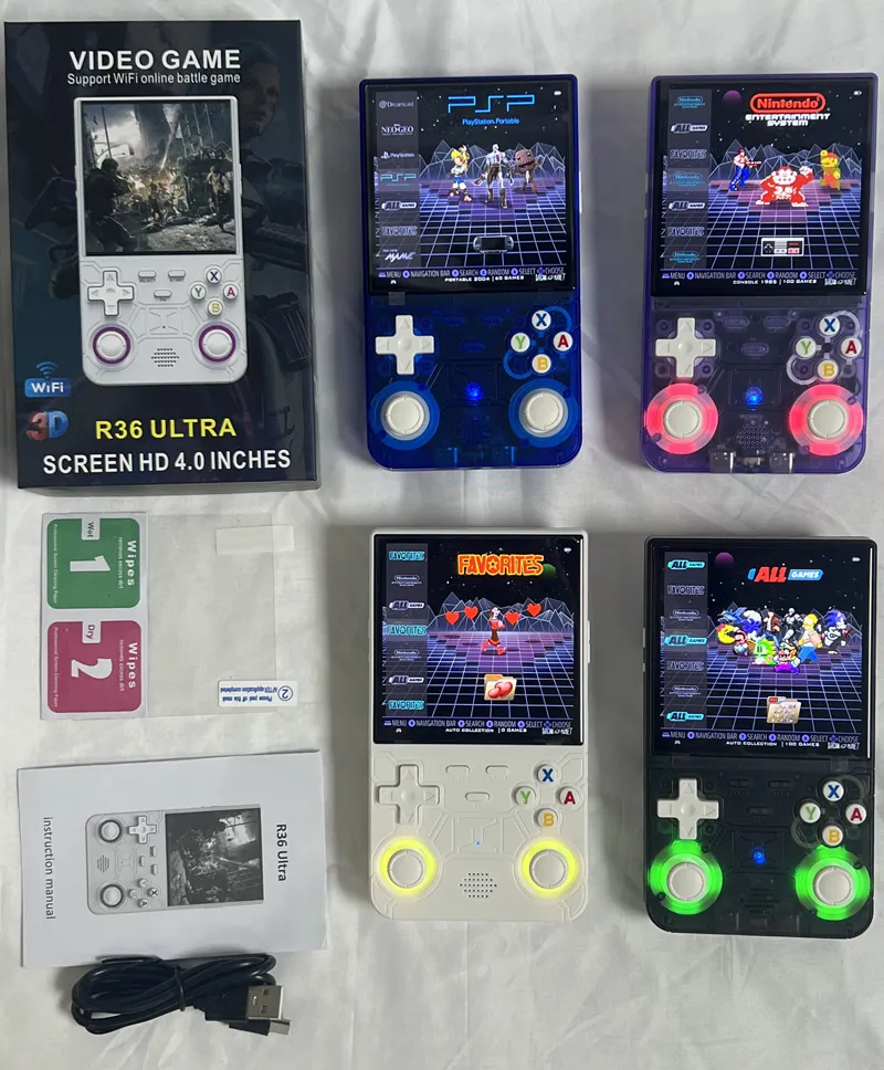 Console Retro Gaming Portable Console Rétro R36s Violette - Écran IPS 3.5 - 128 Go - 17 000 Jeux - Batterie 3000 MAh - Portable Console 128go 17000 Jeux