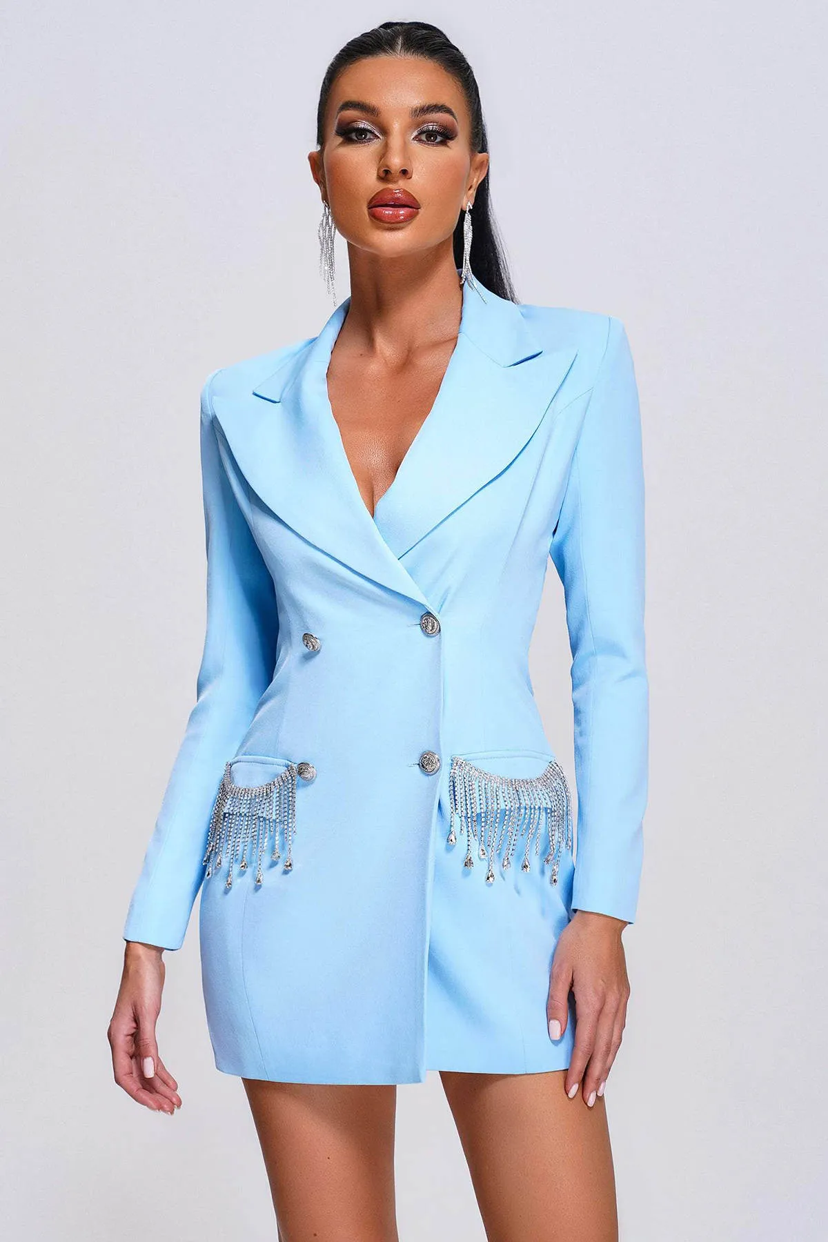 evening blazer dress Zareen Floral Belted Blazer Mini Dress main image 1