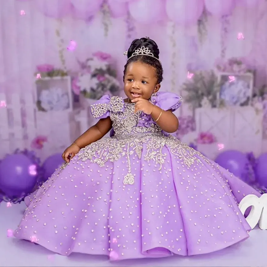 purple flower girl dress 2025 Purple Luxury Flower Girl Dresses Short Sleeves... From Verycute,  $55.01