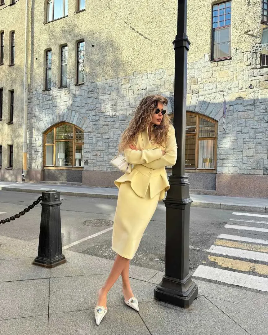 Yellow Women Blazer Dress Mermaid Ladies... From Greatvip, $101.31 | DHgate.Com Yellow Women Blazer Dress Mermaid Ladies... From Greatvip, $101.31 | DHgate.Com