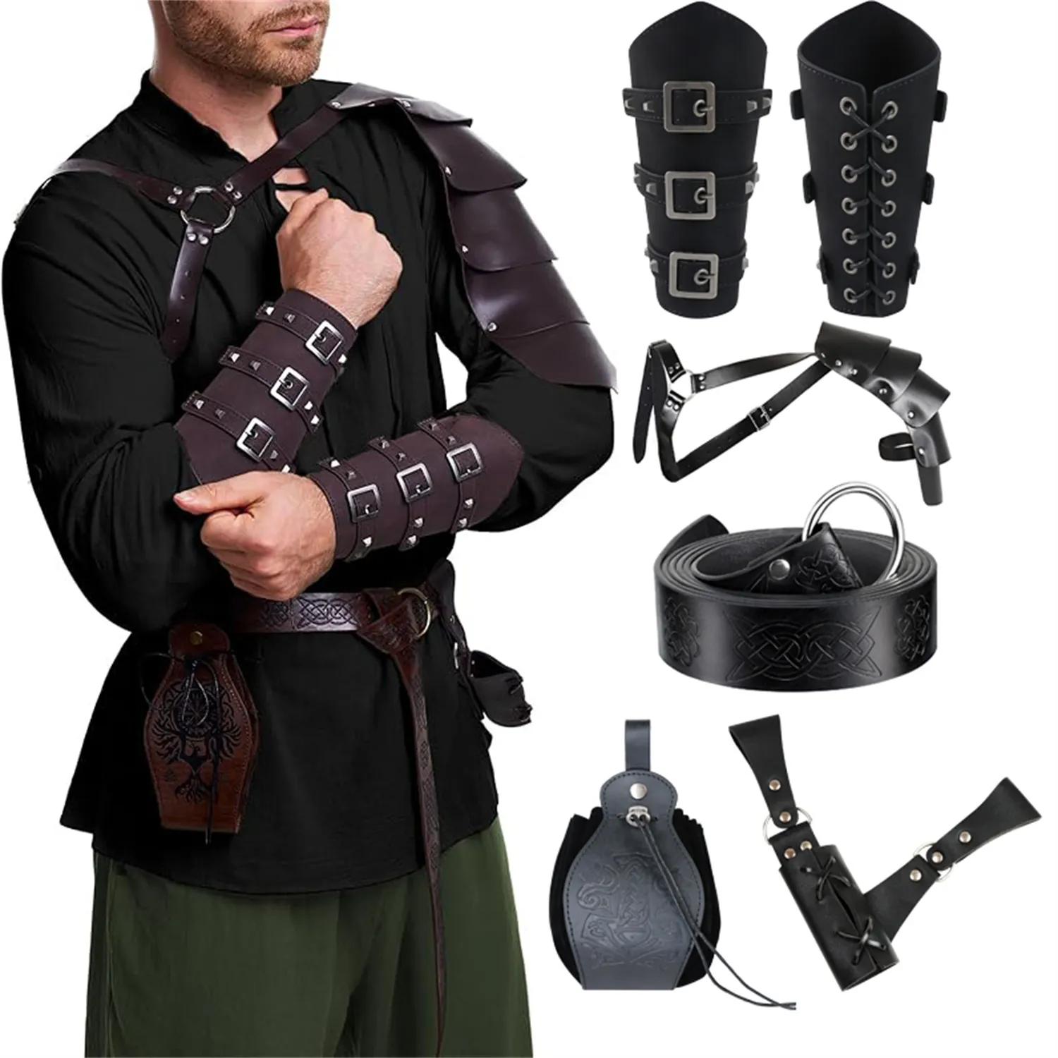 Deguisement Homme Adulte Veste Pirate Steampunk Gilet sans Manche Medievale Renaissance Costume Vintage Halloween, Coffee53002, XL Deguisement Homme Adulte Veste Pirate Steampunk Gilet sans Manche Medievale Renaissance Costume Vintage Halloween, Coffee53002, XL