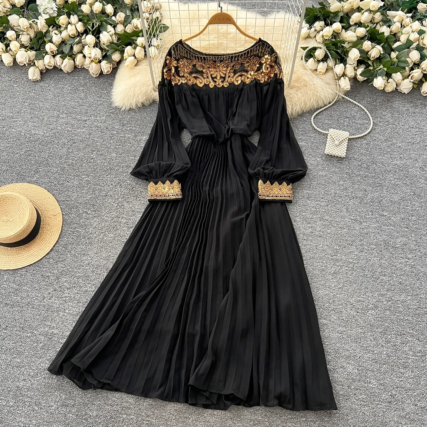 green emerald velvet dress Honeydew Pleated Slit Gown- Hijabi Modest Evening Gowns in USA – Summer  Evenings main image 0