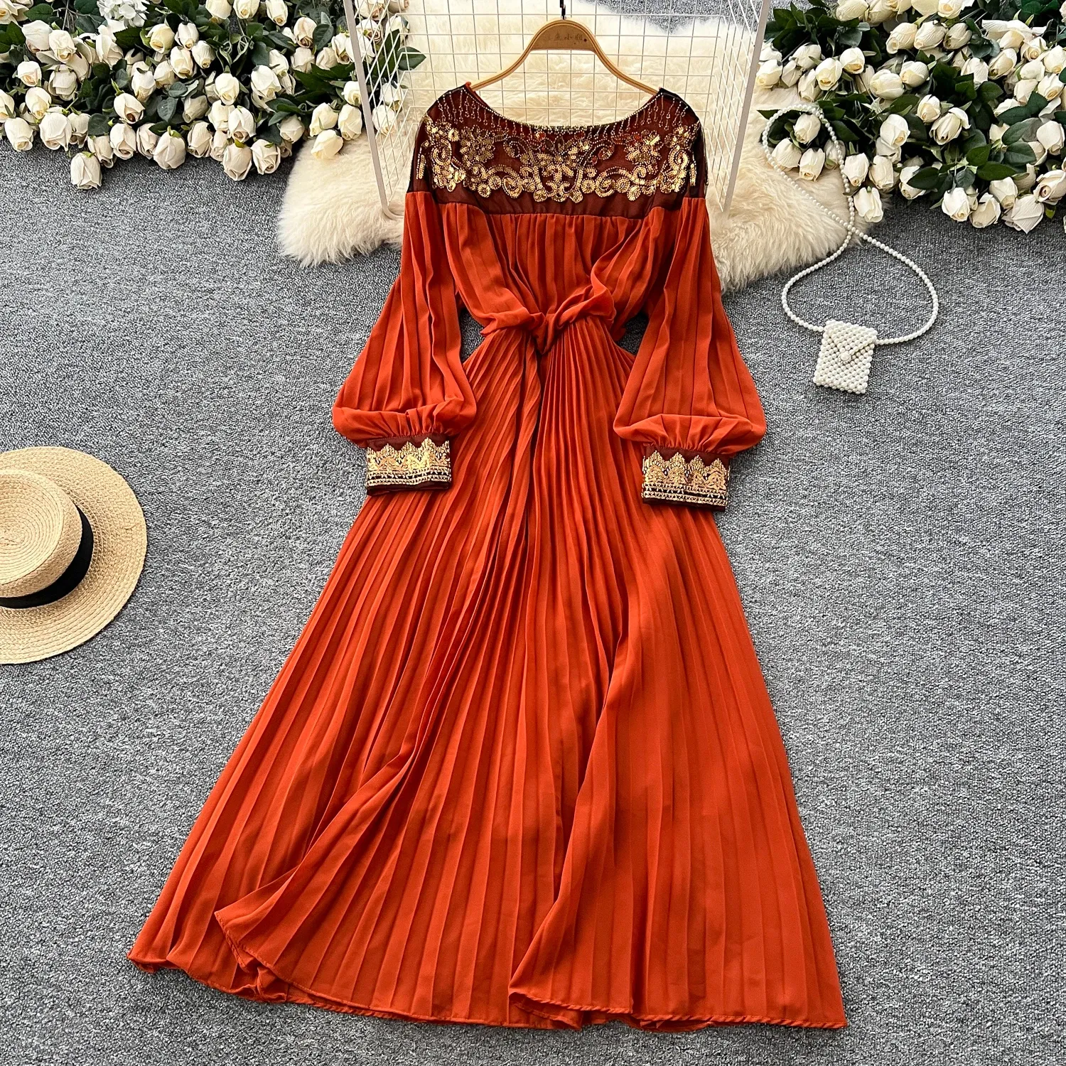 Women Casual Dresses Elegant Spliced Sequin Slim Ball Gown Vintage Chic  French Summer Evening Dress High Street Clothing 2025 From Xiongstore,  $40.21 In Bulk | DHgate.Com
