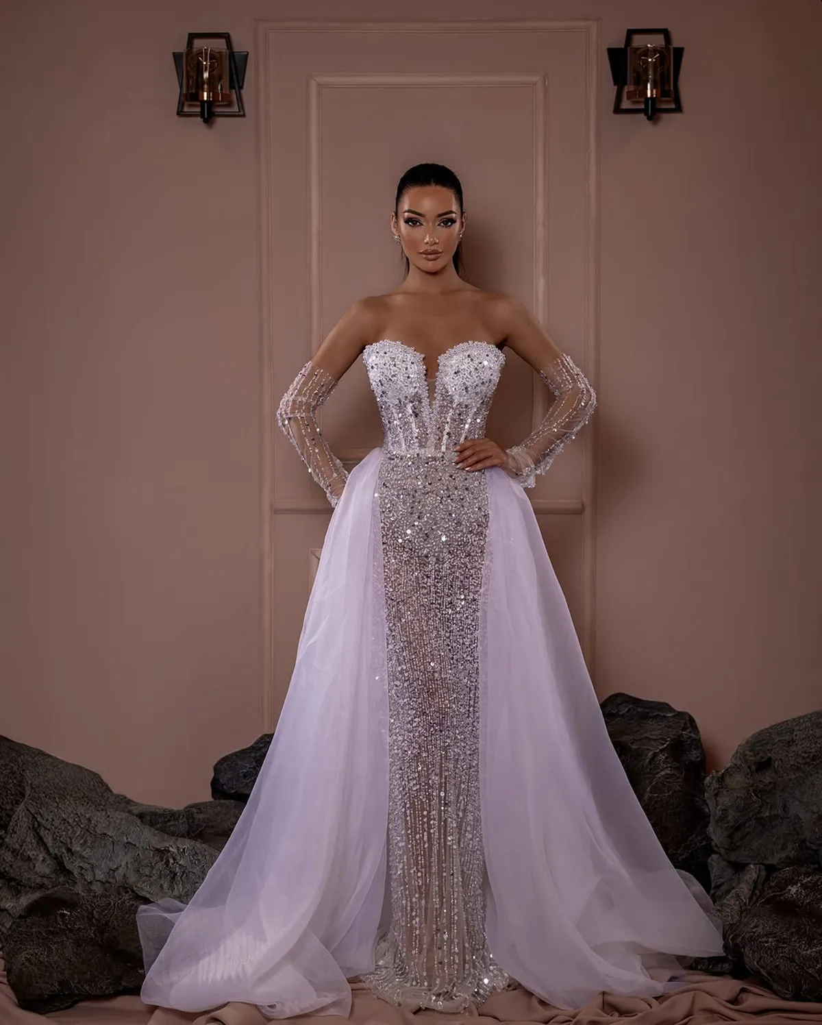 Fashion Pearls Strapless Mermaid Wedding Dress, Lace Applique Bridal Gown  With Detachable Train, Illusion Bodice, Sleeveless, Plus Size, Chapel Style  From Romanticggowns, $259.86 | DHgate.Com