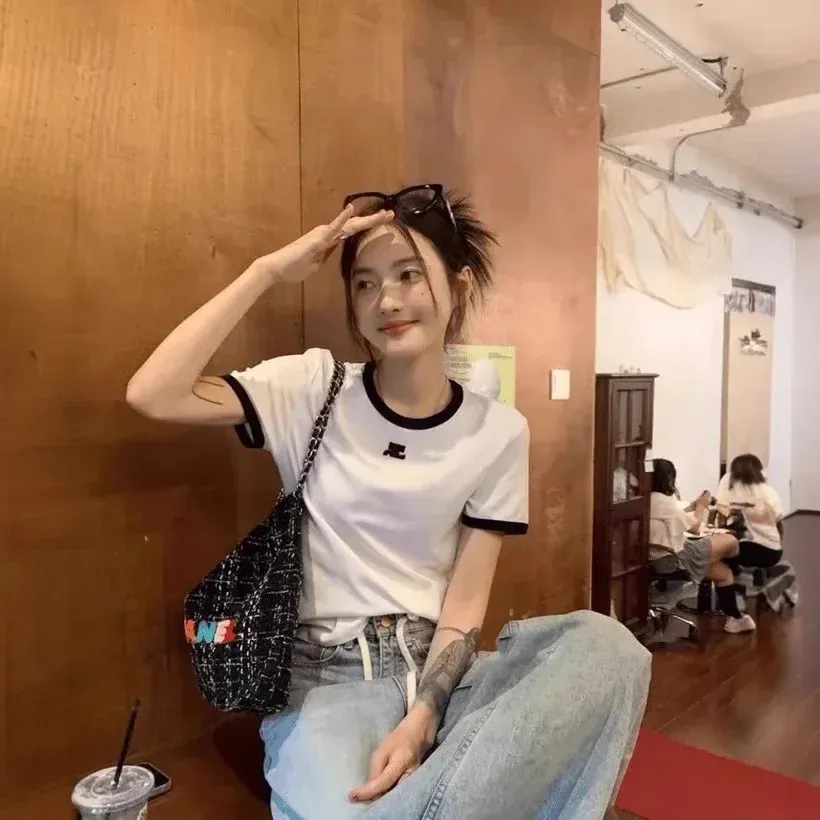 Videos about What is Womens Basic Crop Top Short Sleeve Round Neck Shirts Summer Cute Slim Fit Tight T Shirt Y2K