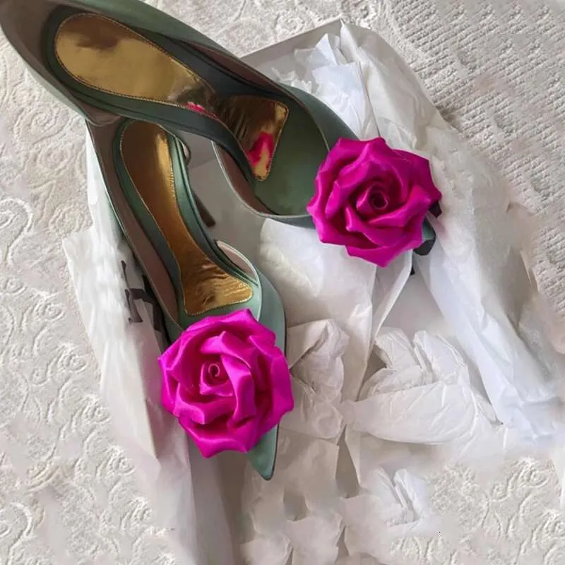 Save Big on Bulk Pointed High Heels Shoes Elegant Satin High Heels With  Rose Petal Detail: Pointed Toe Dress Shoes For Women Best Deals on DHgate
