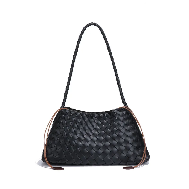 Bolso Negro Pequeño Tejdo Bolso Hombro Correa Faux Cuero | Etsy