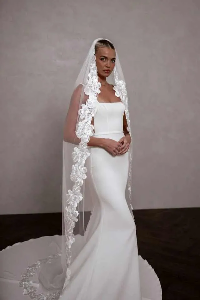 layered veil dress 2-Layer Cut Edge Veil, Elbow main image 0