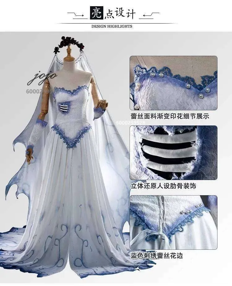 ♦ DHgate Corpse Bride Emily Inspired Costume Set: Dress, Head... For ...