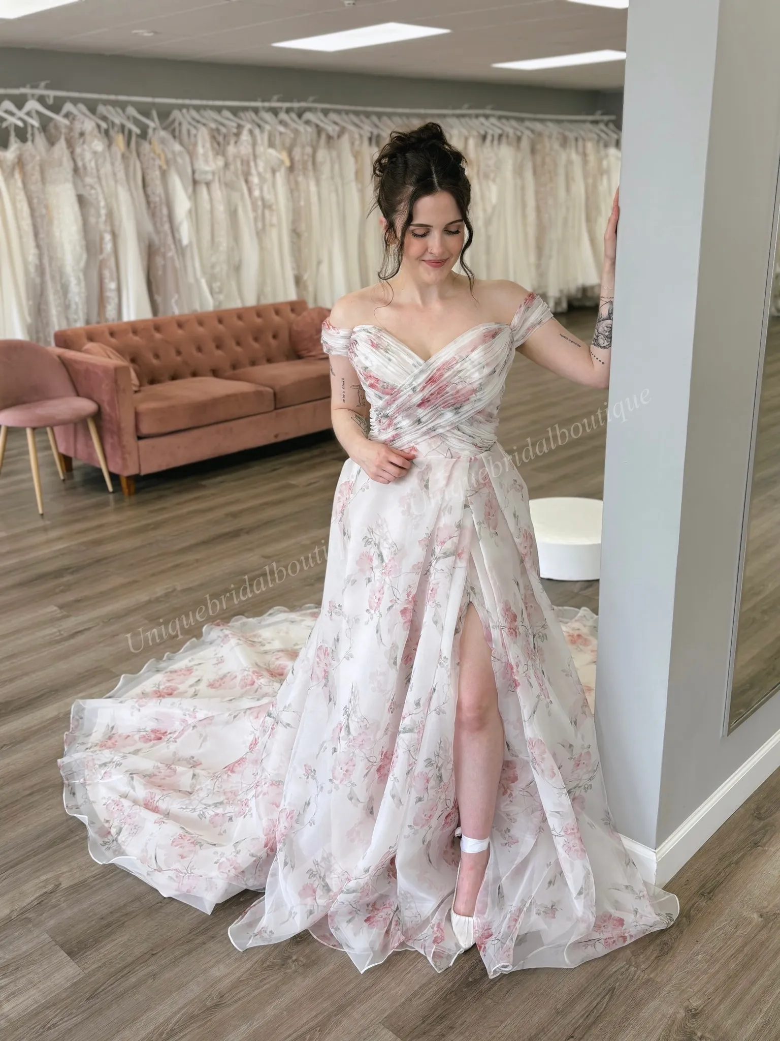 Celestial-inspired Floral Wedding Dress 2026 Off-Shoulder Lavender Multi  Colorful Floral Organza Bridal Ceremony Reception Engagement Party Dance  Gown ...