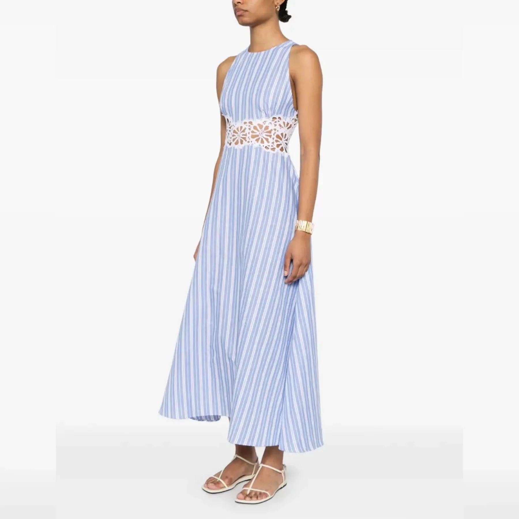 blue striped embroidered dress Blue Stripe Embroidered Shirt Dress | Women's Clothing