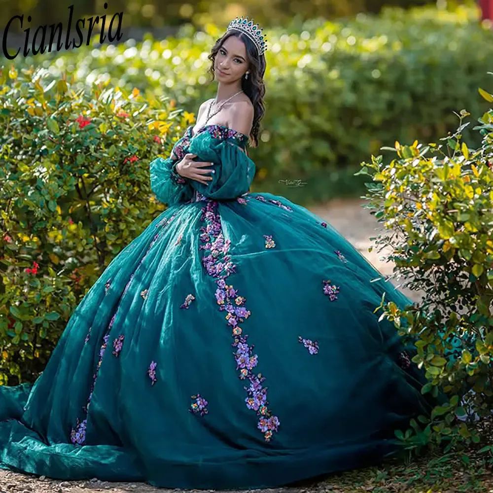 Emerald Green Long Sleeve Quinceanera Dresses Ball Gown Floral Appliques Lace Sweet 15 Anos Mexican Customized From 295,87 | DHgate Emerald Green Long Sleeve Quinceanera Dresses Ball Gown Floral Appliques Lace Sweet 15 Anos Mexican Customized From 295,87 | DHgate