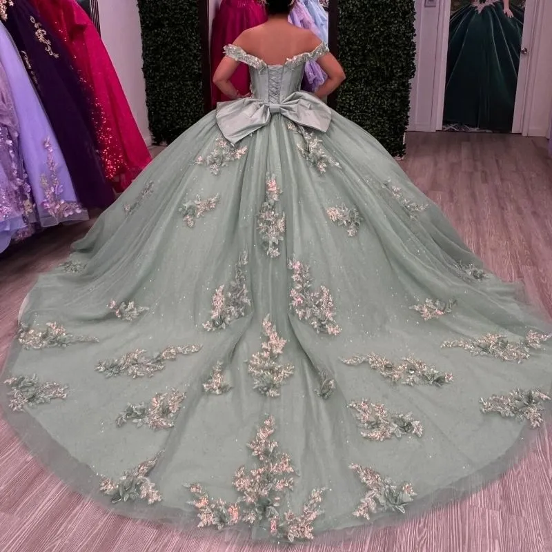 strapless open back dress Purple And White Tulle Flowers Princess Crop Top Prom Dress Quinceaner   Siaoryne