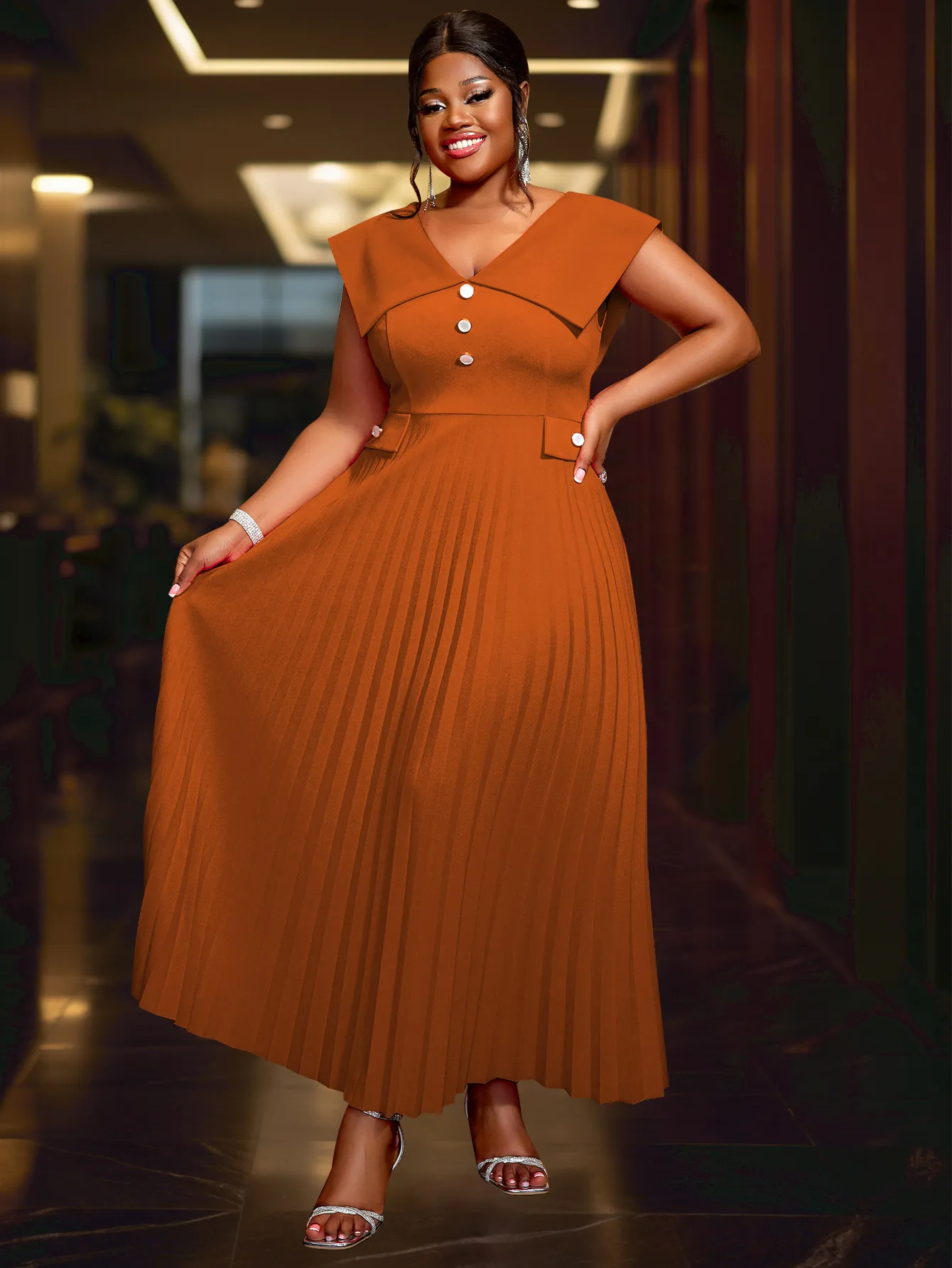 what color dress goes with brown shoes Sweetheart A-Line Princess Floor-Length Plus Size Mother of the Bride Dress  with 3/4 Sleeves Lace & Side Split main image 0