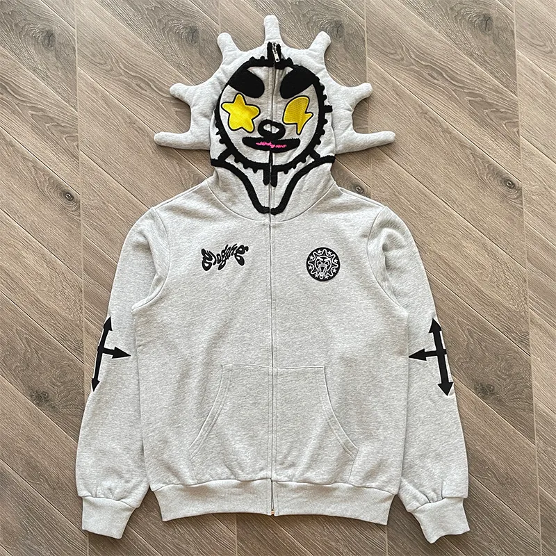 Glo Gang パーカー The Glory フルジップ パーカー 刺繍入り個性尖った