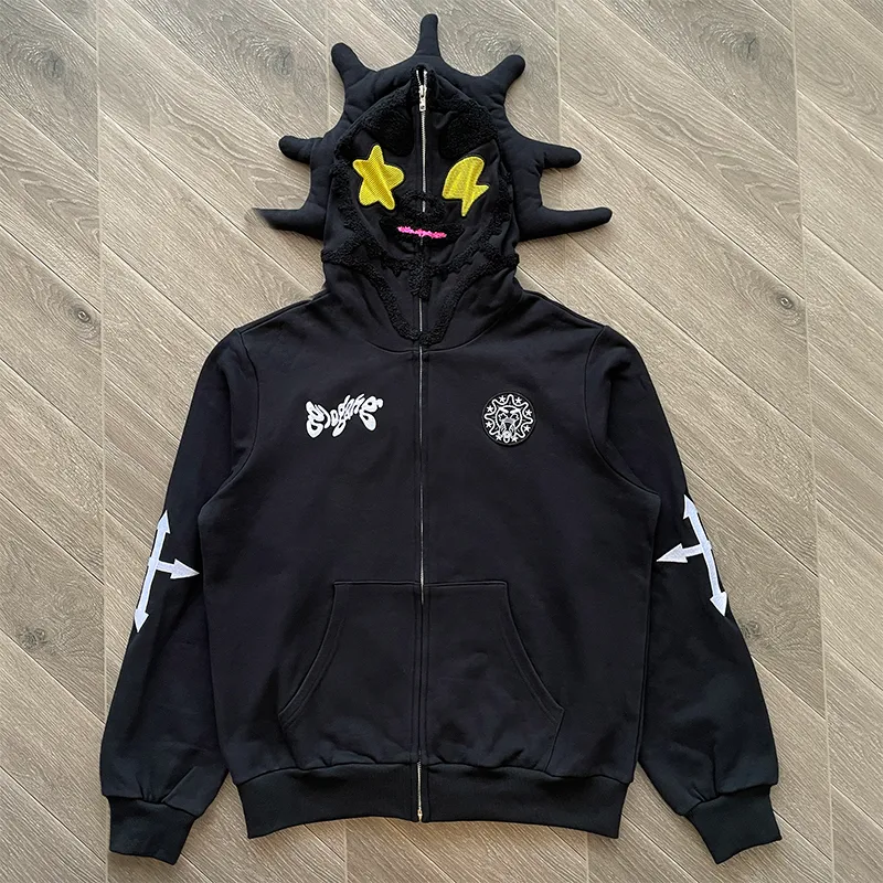 Glo Gang パーカー The Glory フルジップ パーカー 刺繍入り個性尖った