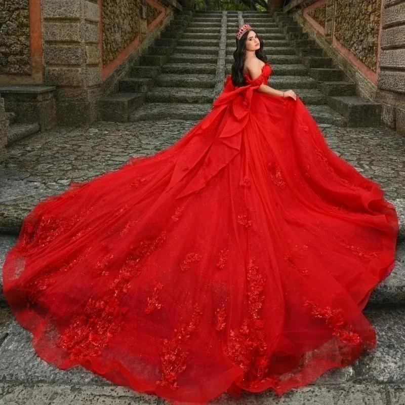 2026 Sparkly Tulle Red Ball Gown Sweet 16 Year Old... From 240,39  | DHgate