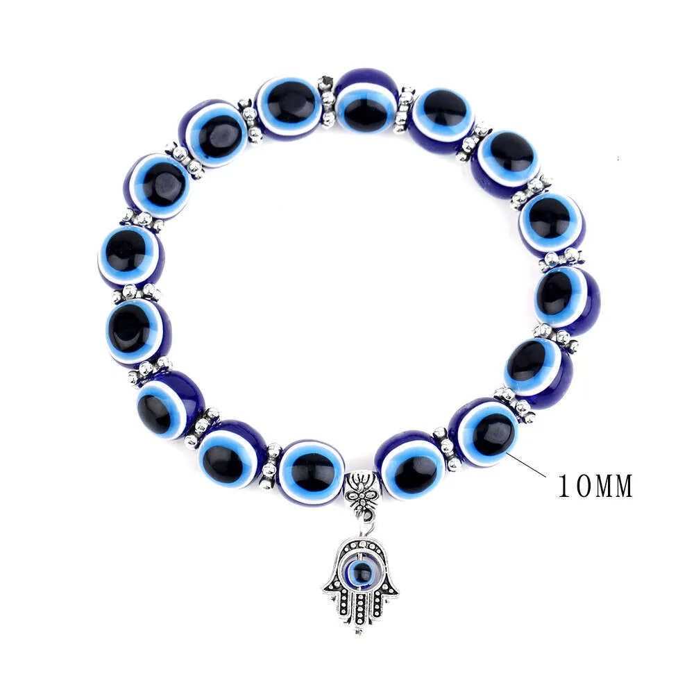 Turkish Blue Fatima Hand Demon Eye Beaded Bracelet_voghion.com