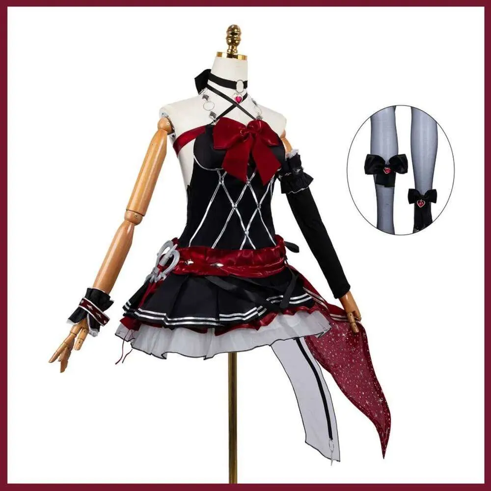 anime-game-strinova-kanami-cosplay-costume-black-red-evening-dress