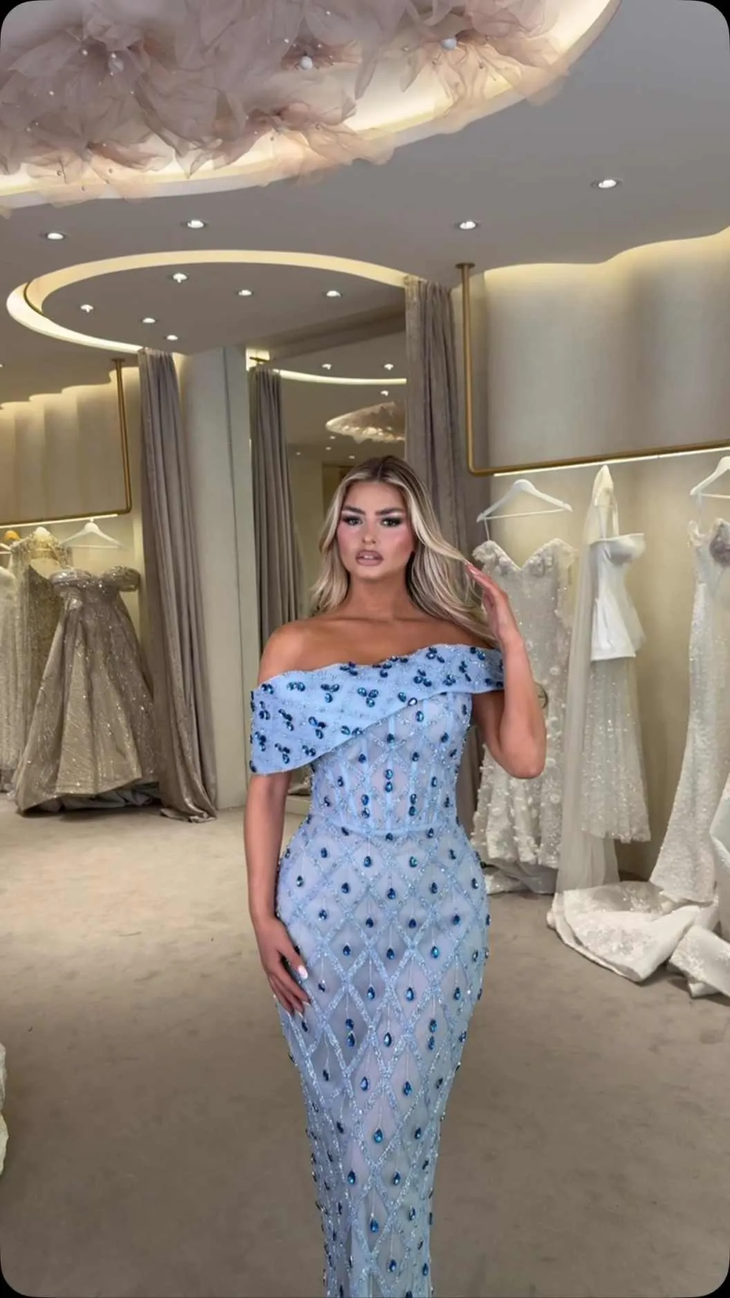 blue corset wedding dress ZAPAKA Women Sky Prom with Appliques Tulle A-Line Spaghetti Straps Party Dress, Sky Blue / US24W inspired look Colour:Chocolate Ava Presley 28291 Sequins prom dress styles