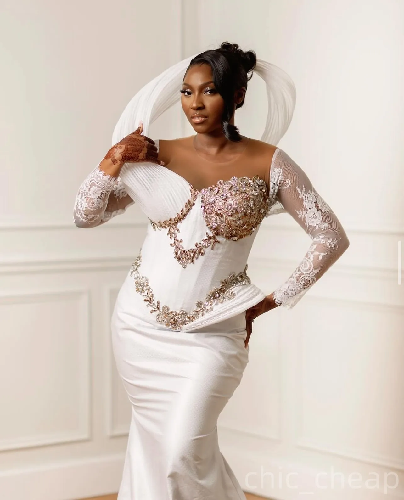 white lace prom dress long sleeve White Lace Long Sleeve Prom Dresses, A-Line Formal Evening Gown fg4281