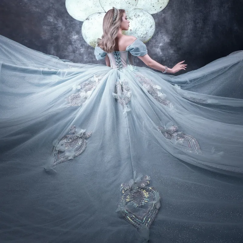 15 dresses aqua blue Quinceanera Ball Gown Off Shoulder Applique Flower Beading Crystal Corset Tulle Sweet 16 Party Dress Vestidos De Anos turquoise quinceanera dress