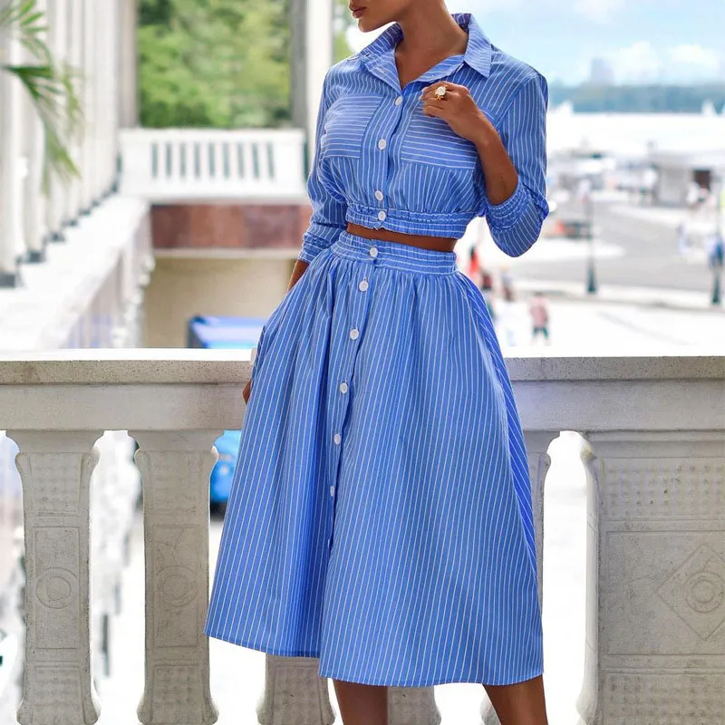 Fall Casual Shirt And Two Piece Set For Women Long Sleeve Top And