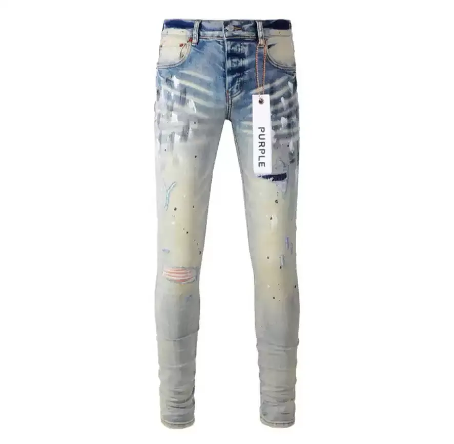 PURPLE BRAND Paint Splatter-print Skinny-cut Jeans - Blue