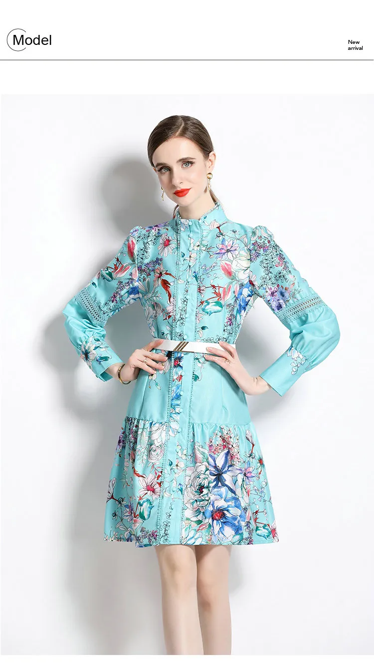 Womens Long Sleeve Printed Floral Dress Knee-Length A-Line Polyester Autumn  Dress from Dhgate Runway Dresses - price 27.27