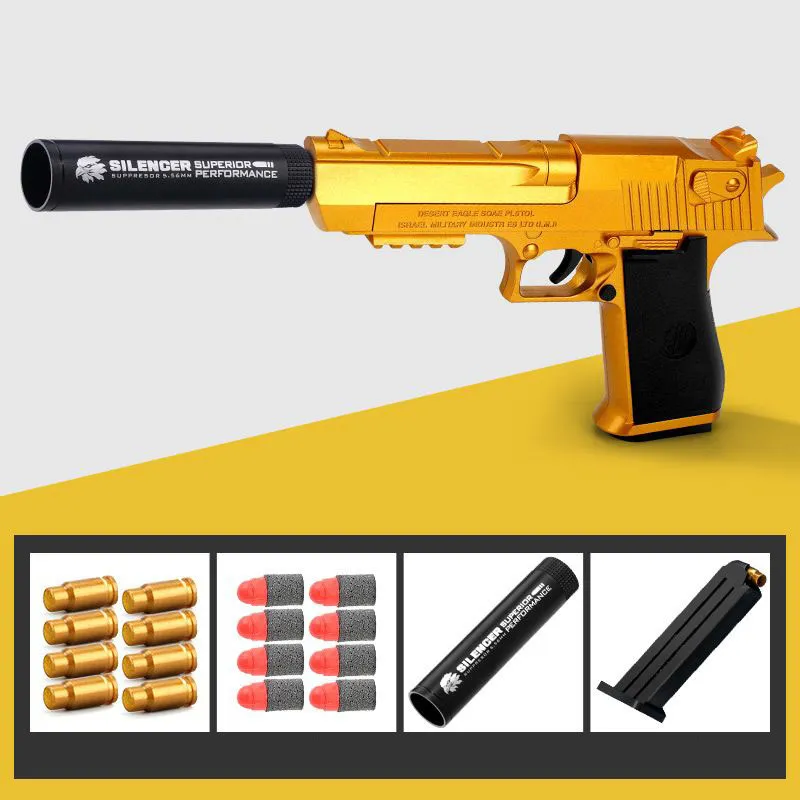 DHgate Desert Eagle Pistol Soft Bullet Foam Dart Toy Gun Blaster Shooting Shell Ejecting Toy Guns Paintball guns for Boys Adults Birthday Gift Toys Gifts