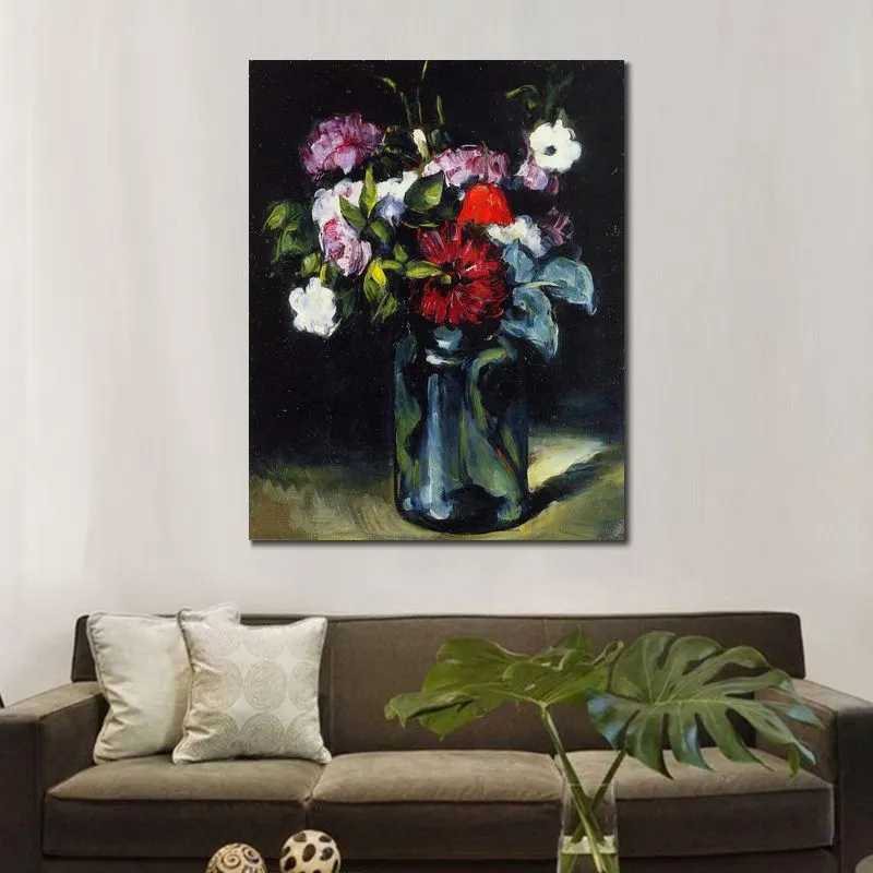 Handmade Vibrant Canvas Artwork Paul Cezanne Flowers In A Studio Mcgee Vase For Wine Cellar